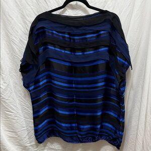 Lane Bryant Blue and Black Striped Blouse